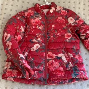 Isle jacobsen red floral down puffer jacket